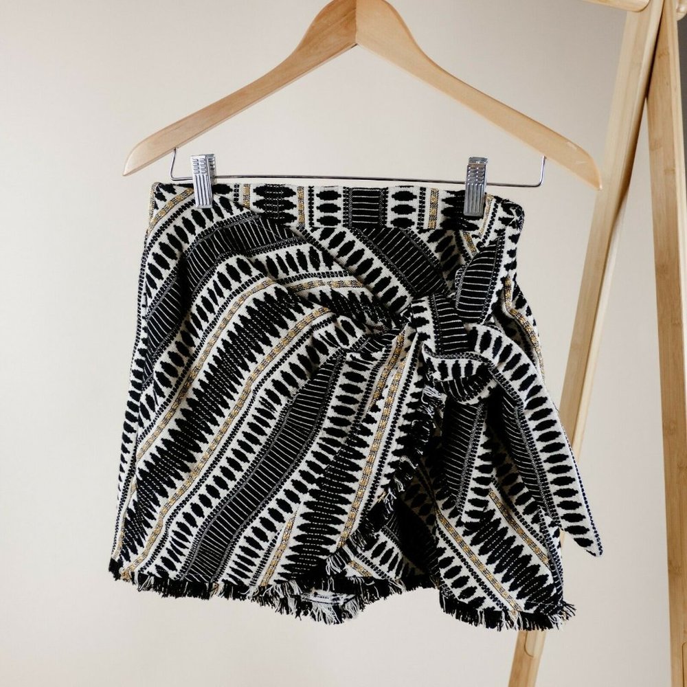 Judith March Jacquard wrap skirt boho S black gold